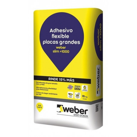 Pegamento Adhesivo Slim + 1000 Grandes Formatos Weber 15kg